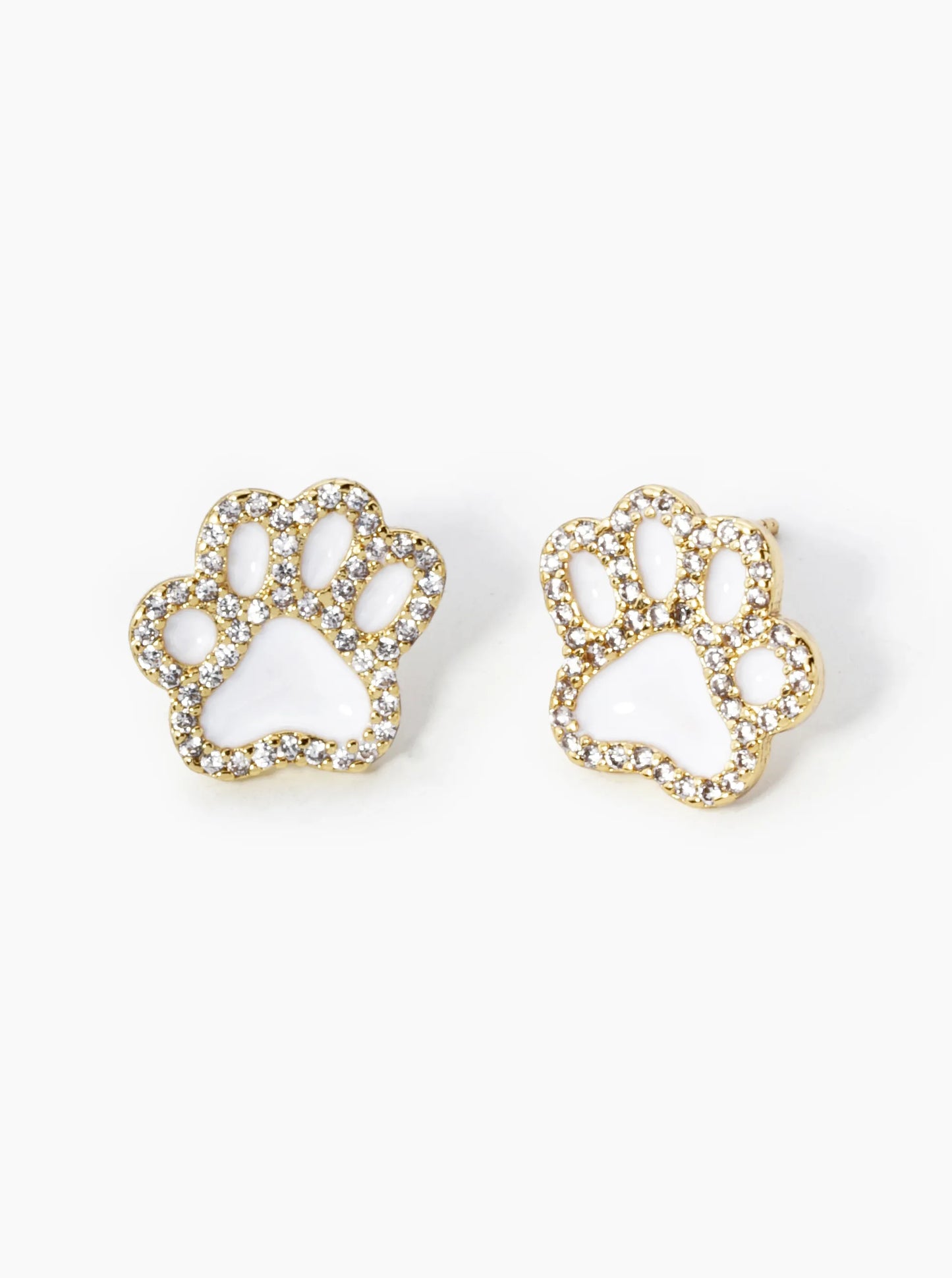 Game Day Mascot 18K Gold Dipped Micro Pave Set Cubic Zirconia 13mm Enamel Paw Stud Earrings
