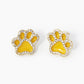 Game Day Mascot 18K Gold Dipped Micro Pave Set Cubic Zirconia 13mm Enamel Paw Stud Earrings
