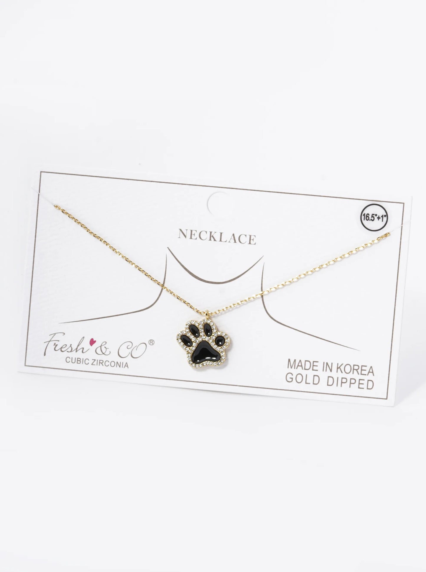 Game Day Mascot 18K Gold Dipped Micro Pave Set Cubic Zirconia Enamel Paw Pendant Necklace