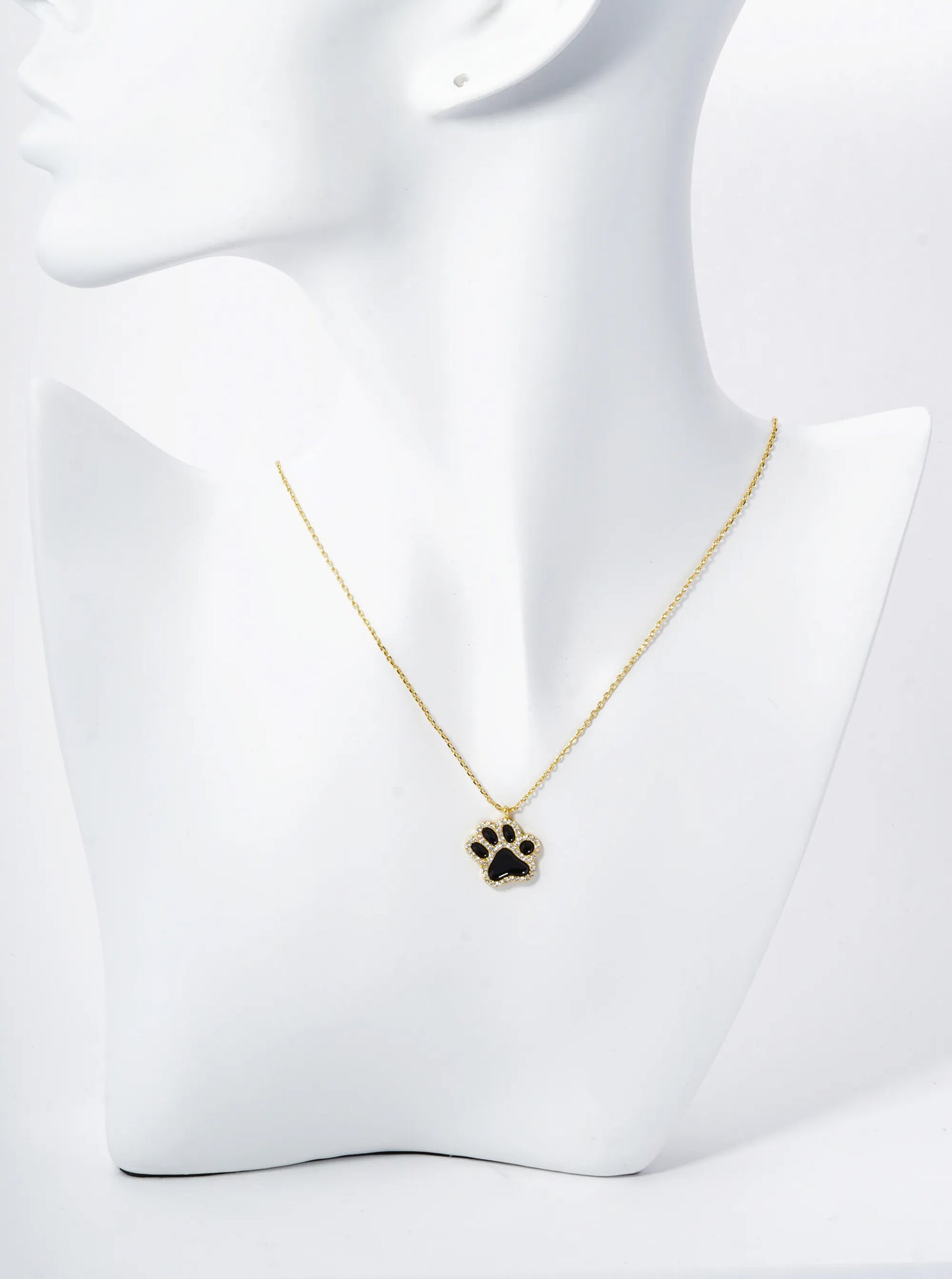 Game Day Mascot 18K Gold Dipped Micro Pave Set Cubic Zirconia Enamel Paw Pendant Necklace