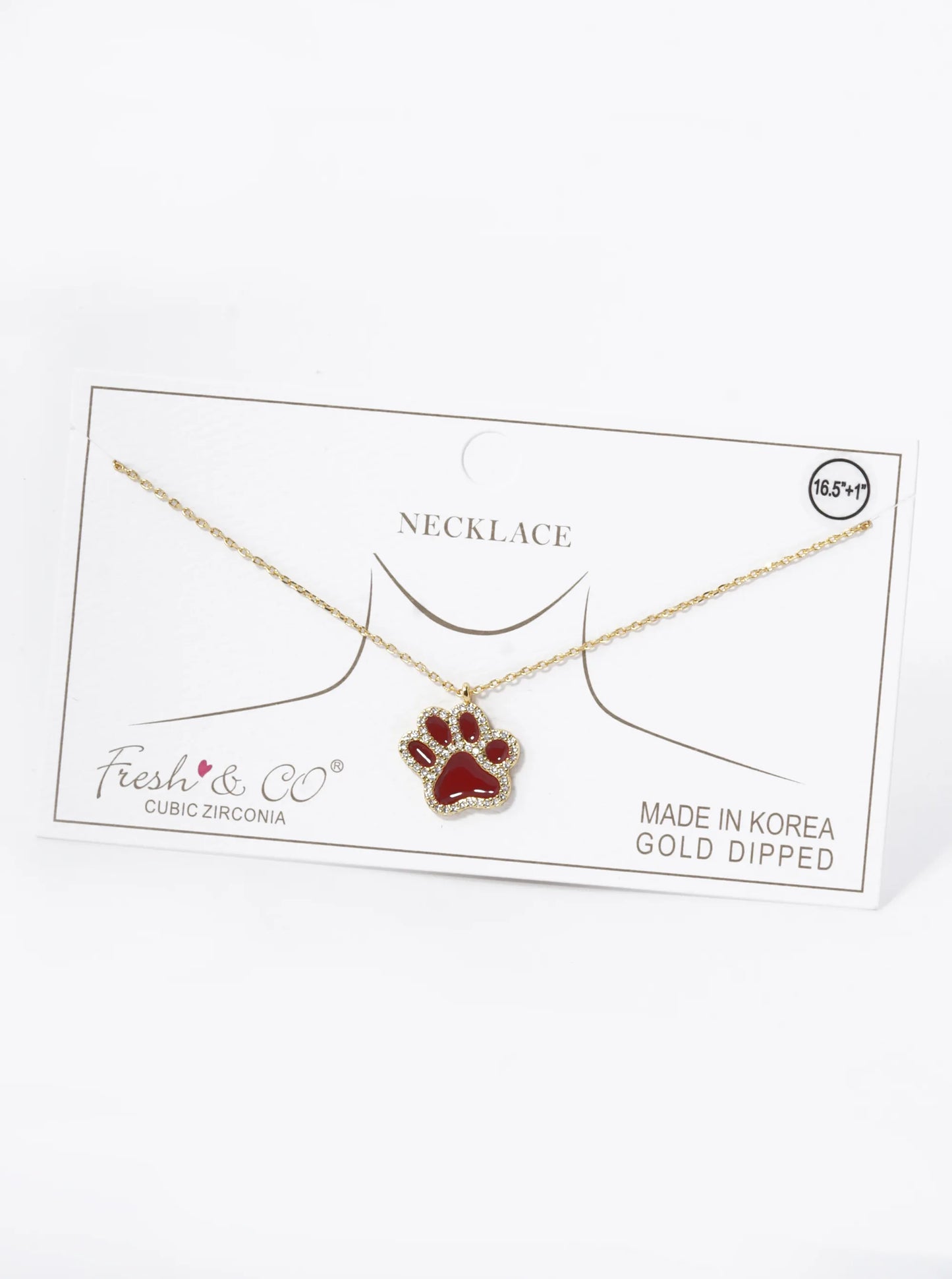 Game Day Mascot 18K Gold Dipped Micro Pave Set Cubic Zirconia Enamel Paw Pendant Necklace