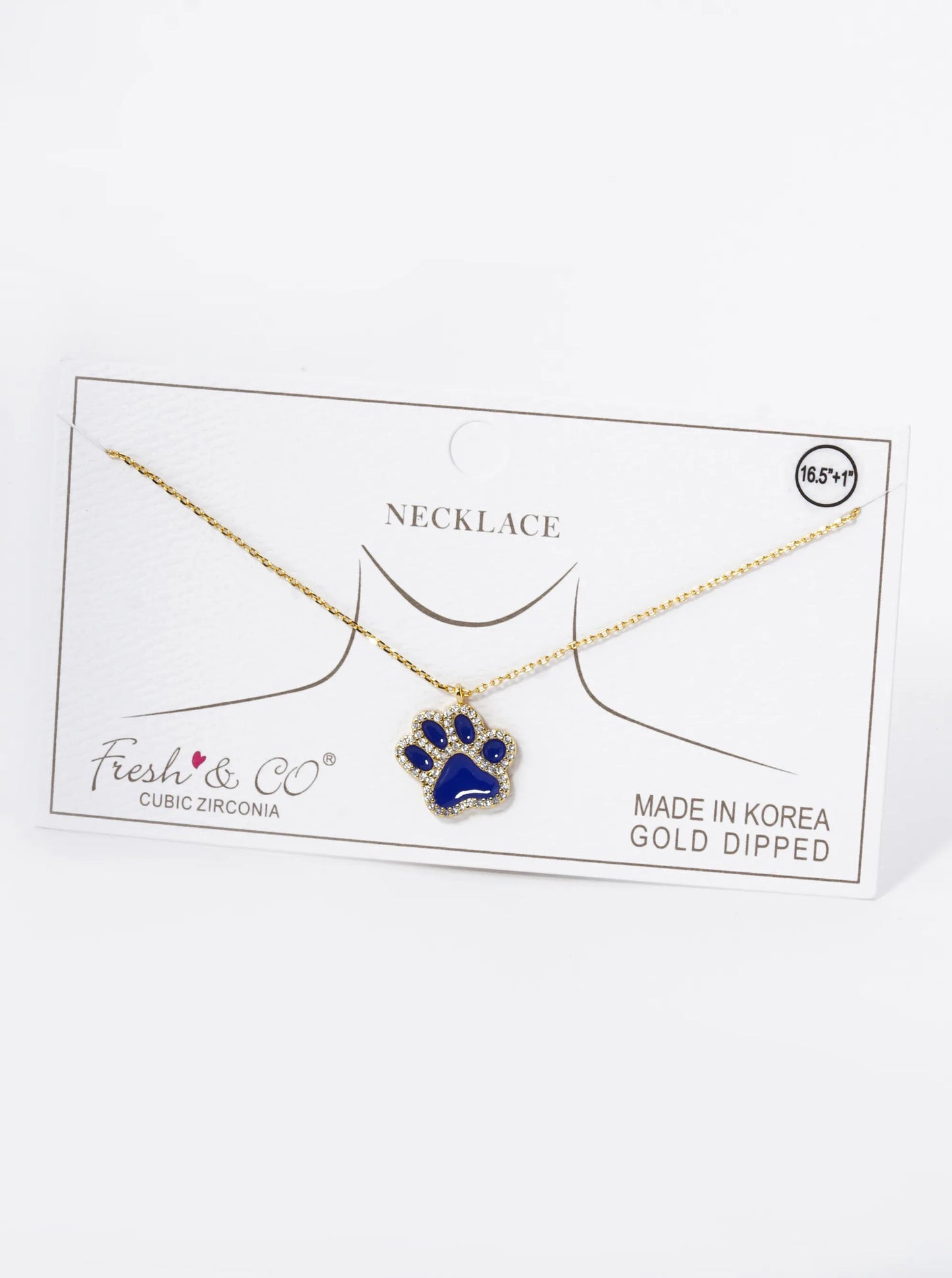 Game Day Mascot 18K Gold Dipped Micro Pave Set Cubic Zirconia Enamel Paw Pendant Necklace