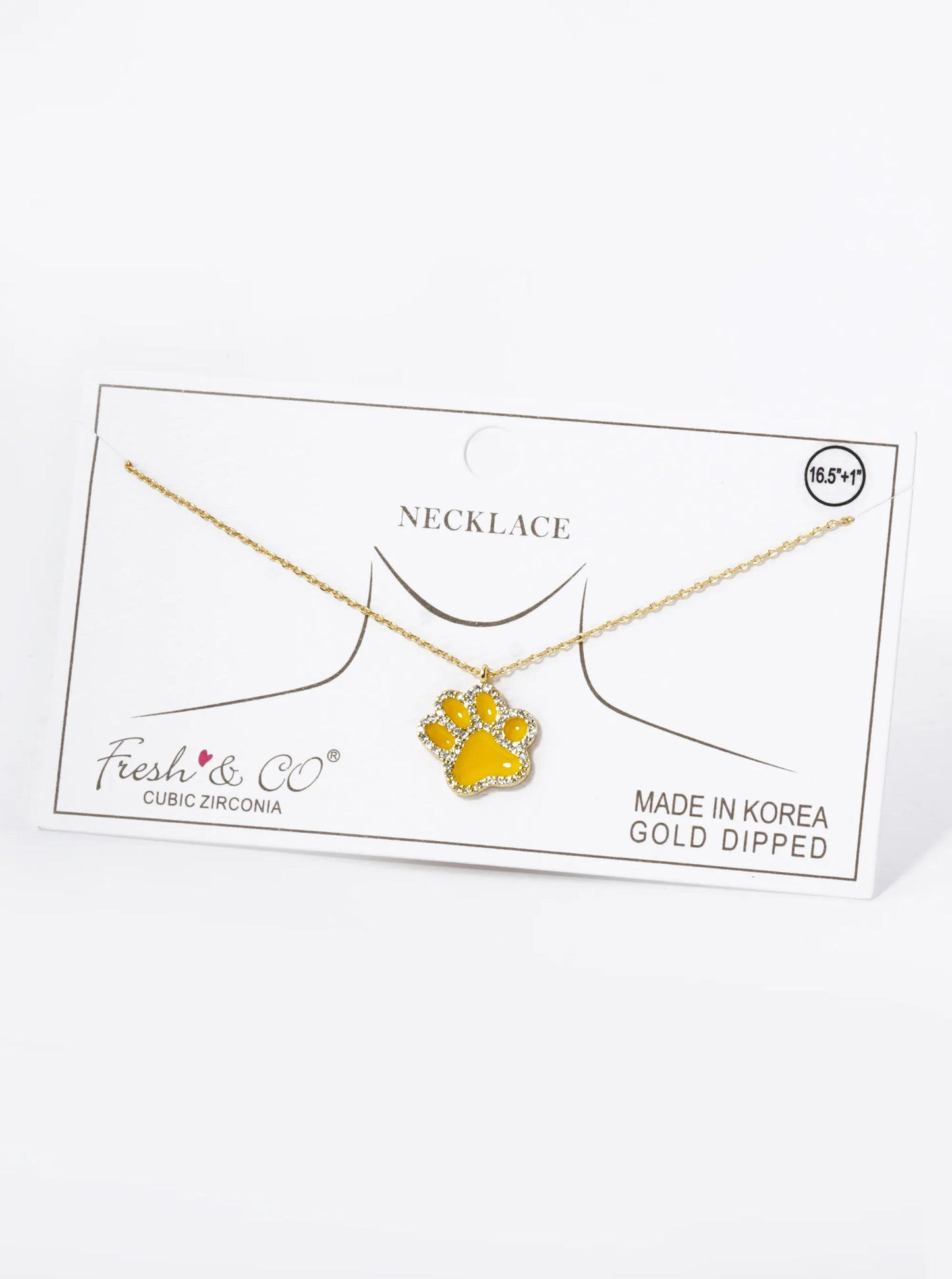 Game Day Mascot 18K Gold Dipped Micro Pave Set Cubic Zirconia Enamel Paw Pendant Necklace