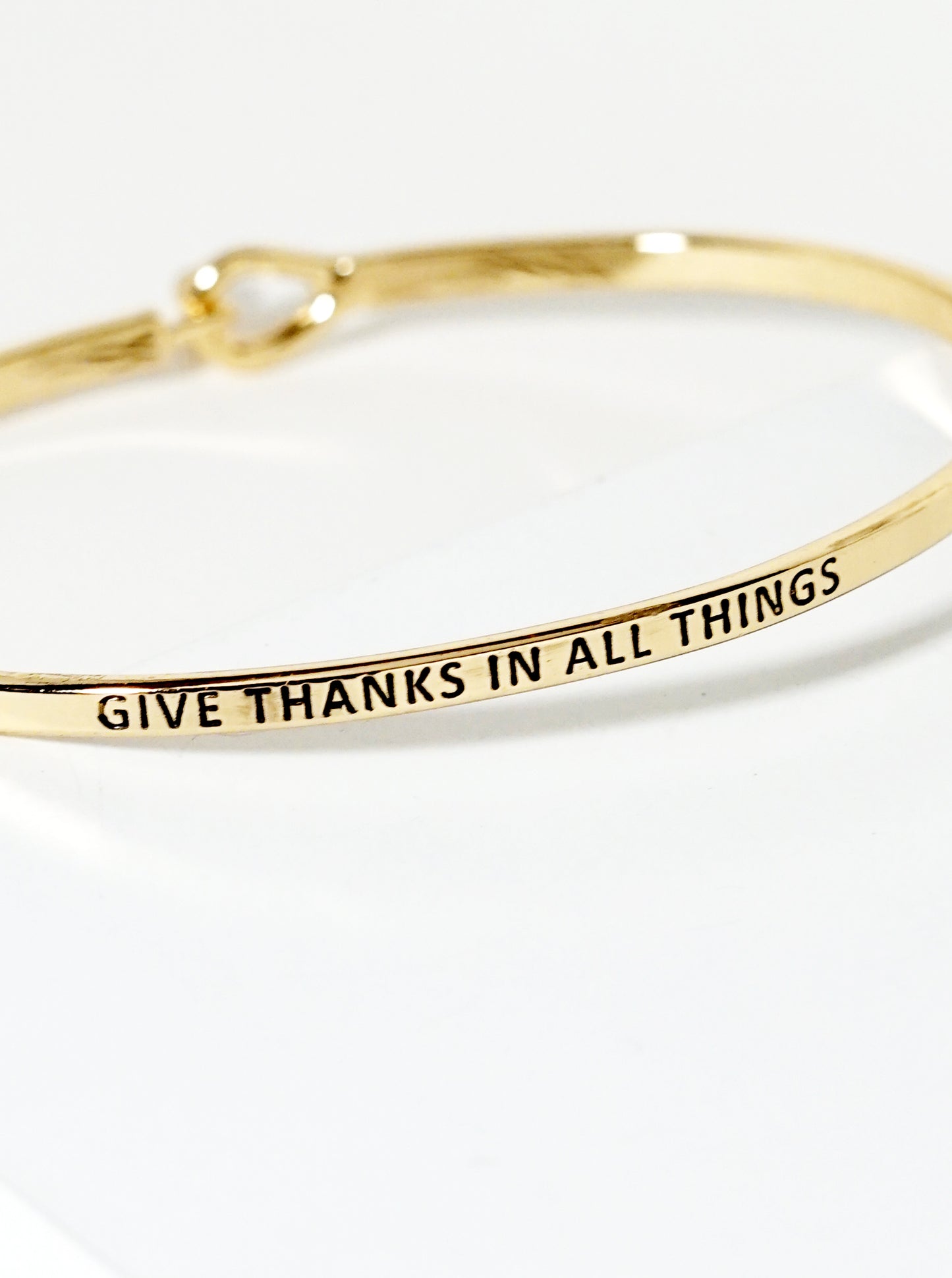 Give Thanks In All Things Engraved Inspirational Bangle Bracelet