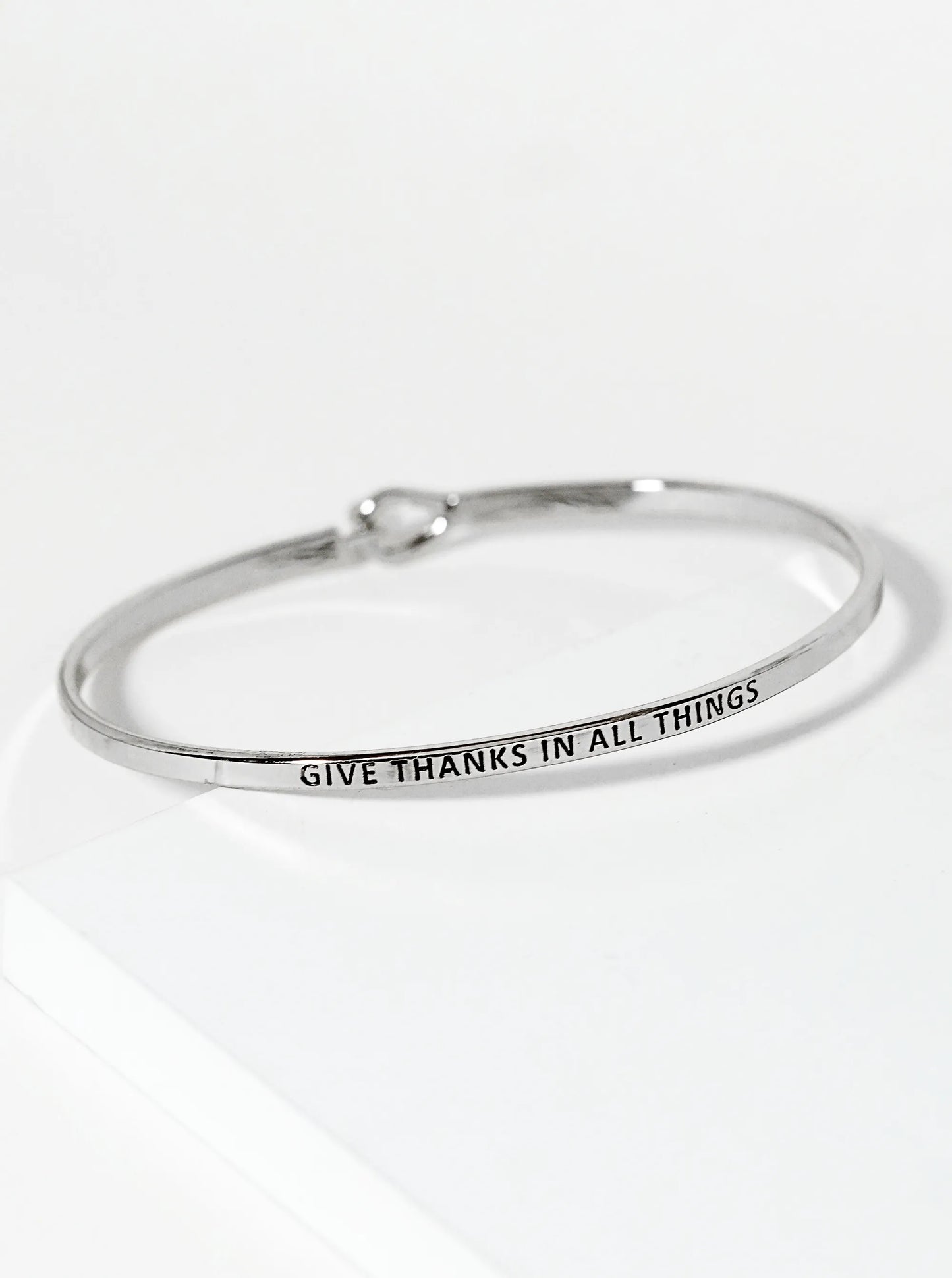 Give Thanks In All Things Engraved Inspirational Bangle Bracelet