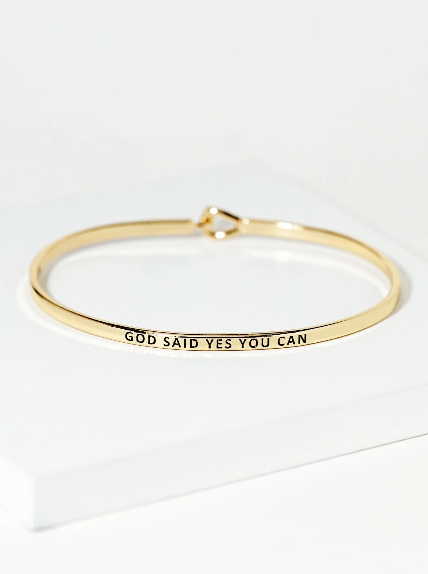 God Said Yes You Can Engraved Inspirational Bangle Bracelet