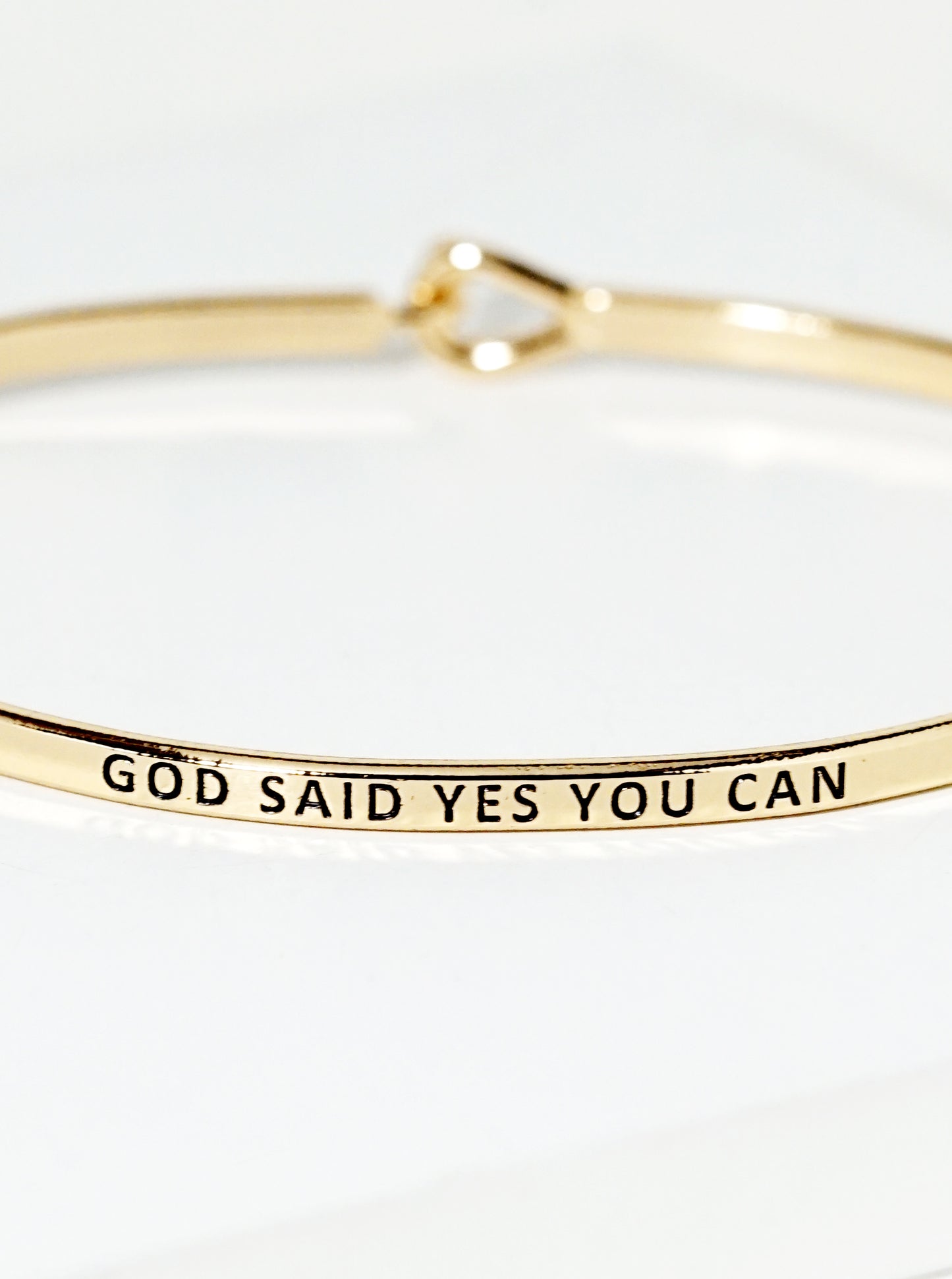 God Said Yes You Can Engraved Inspirational Bangle Bracelet