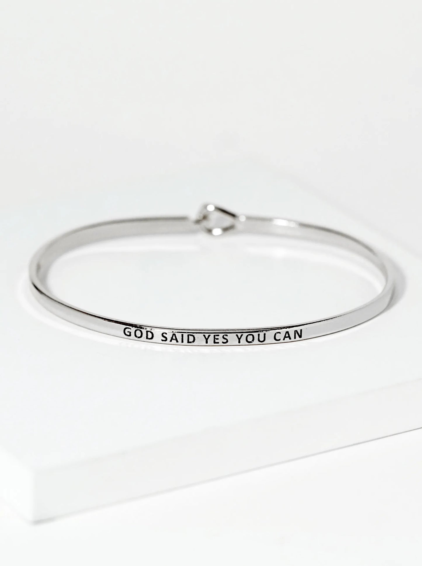 God Said Yes You Can Engraved Inspirational Bangle Bracelet
