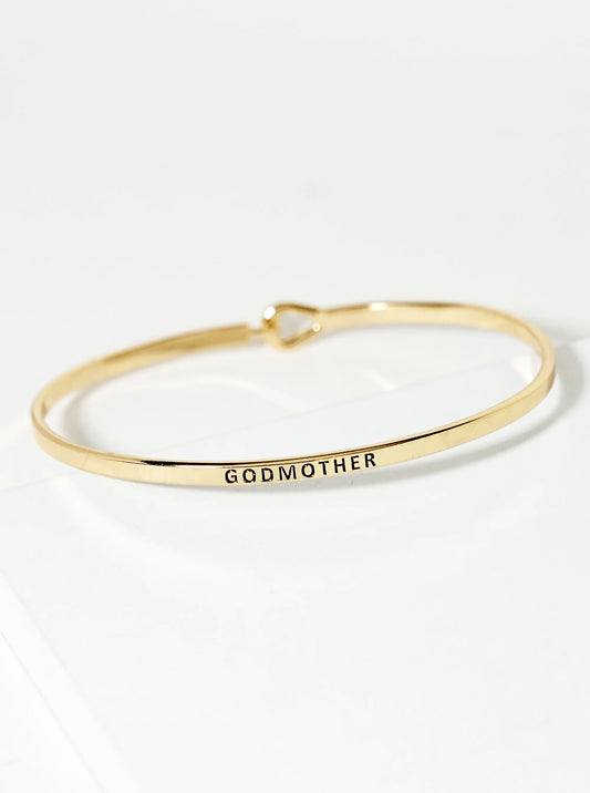 Godmother Engraved Inspirational Bangle Bracelet