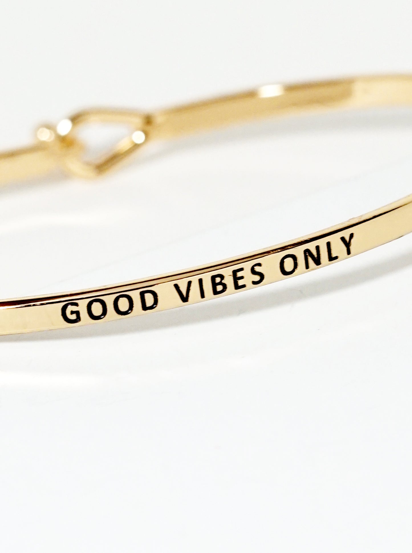 Good Vibes Only Engraved Inspirational Bangle Bracelet