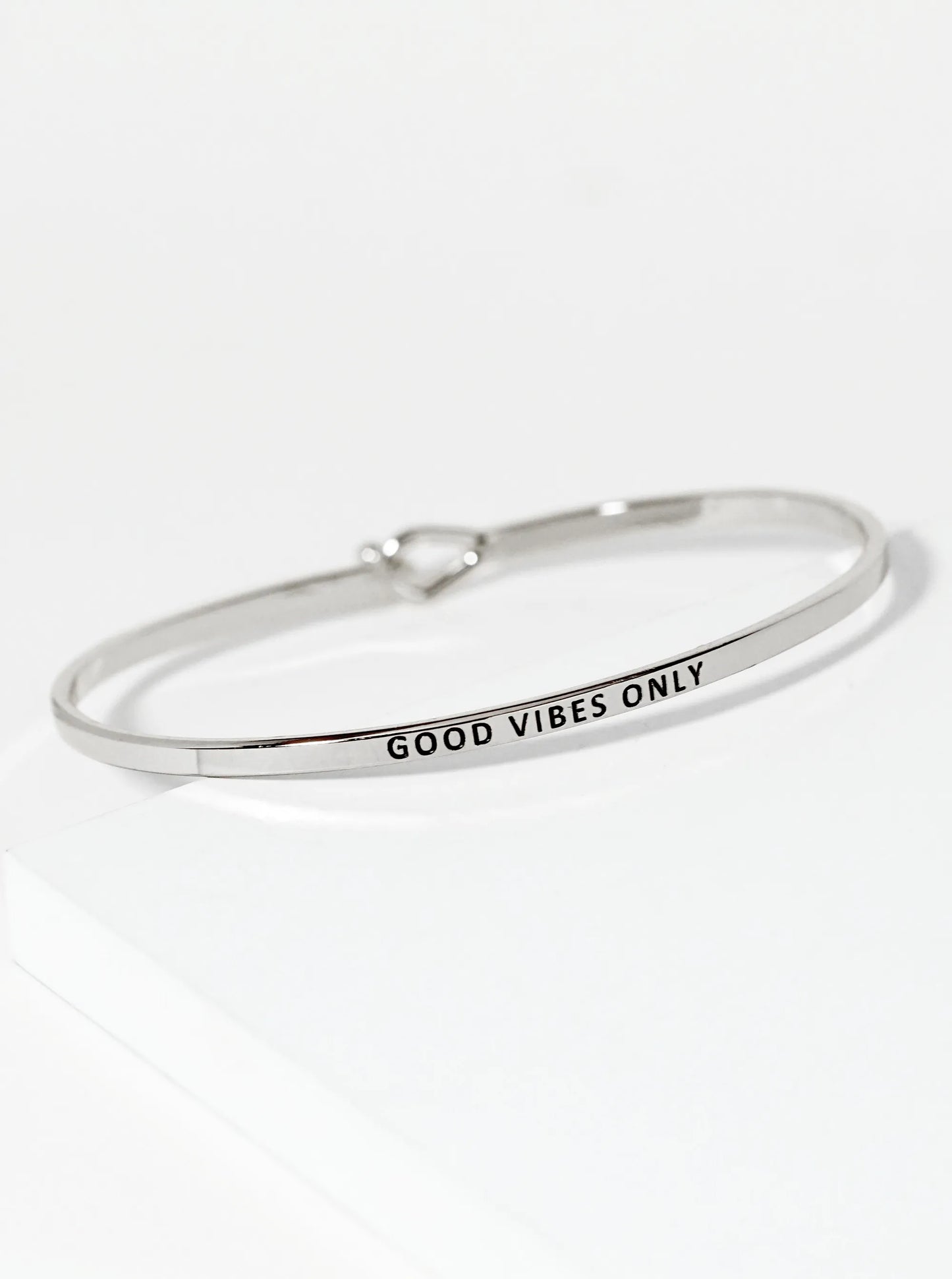Good Vibes Only Engraved Inspirational Bangle Bracelet