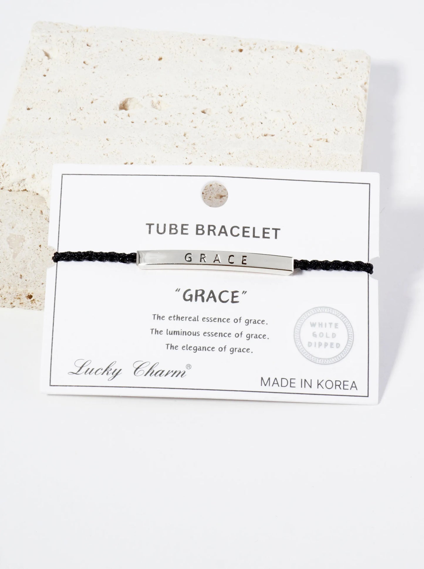 Grace Engraved 18K Gold Dipped Curved Brass Tube Bar Adjustable Pull Tie Bracelet