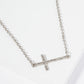 Hammered Metal 1 Inch Sideways Cross Pendant Necklace