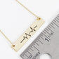 Heartbeat Engraved Horizontal Bar Pendant Necklace