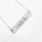 Heartbeat Engraved Horizontal Bar Pendant Necklace