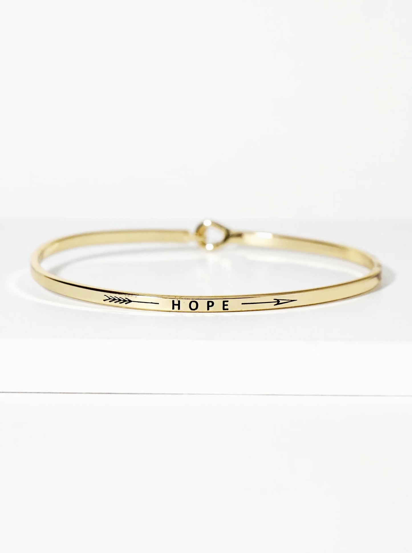 Hope Arrow Engraved Inspirational Bangle Bracelet