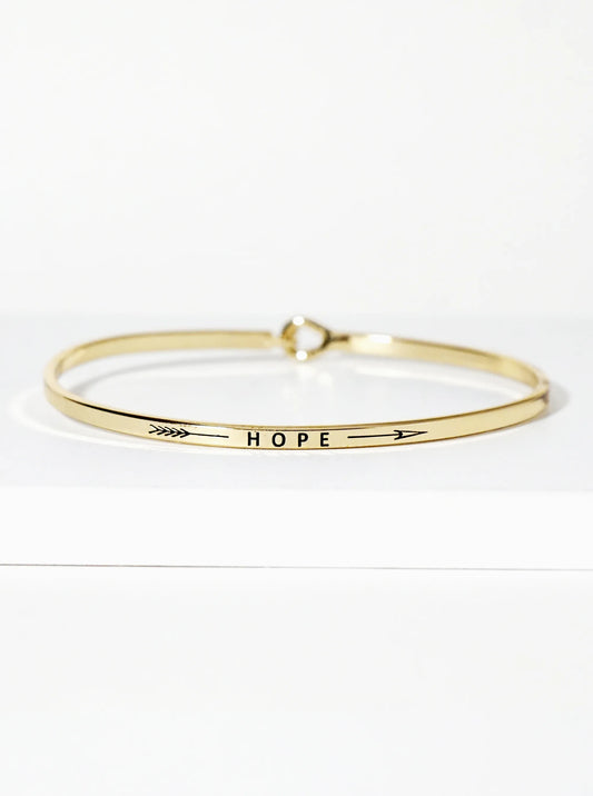 Hope Arrow Engraved Inspirational Bangle Bracelet
