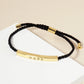 Hope Engraved 18K Gold Dipped Curved Brass Tube Bar Adjustable Pull Tie Bracelet