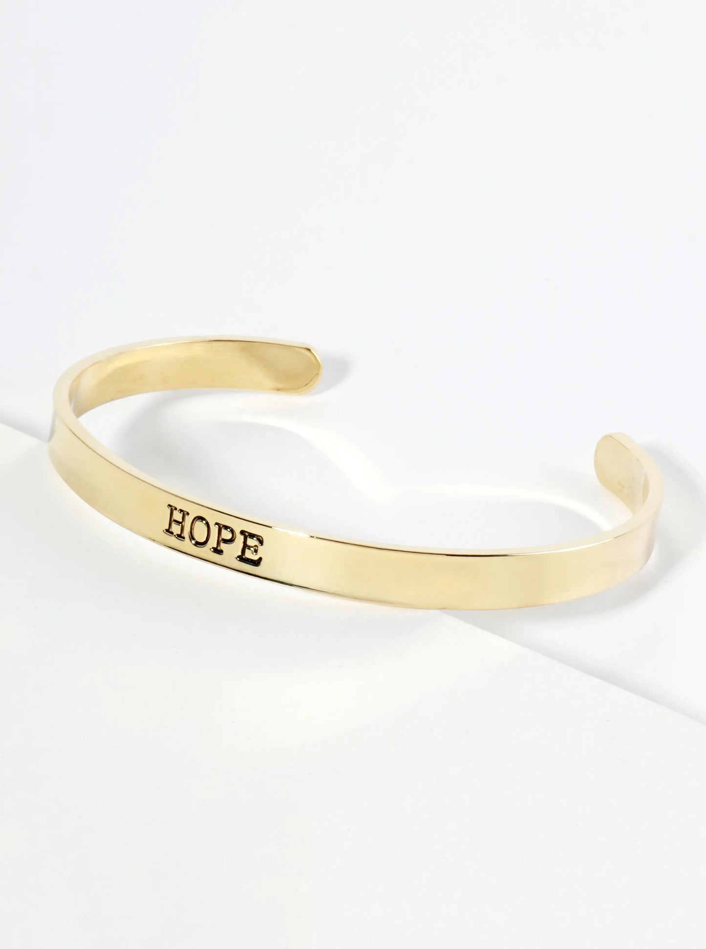 Hope Engraved 18K Gold Dipped Open Cuff Bangle Bracelet