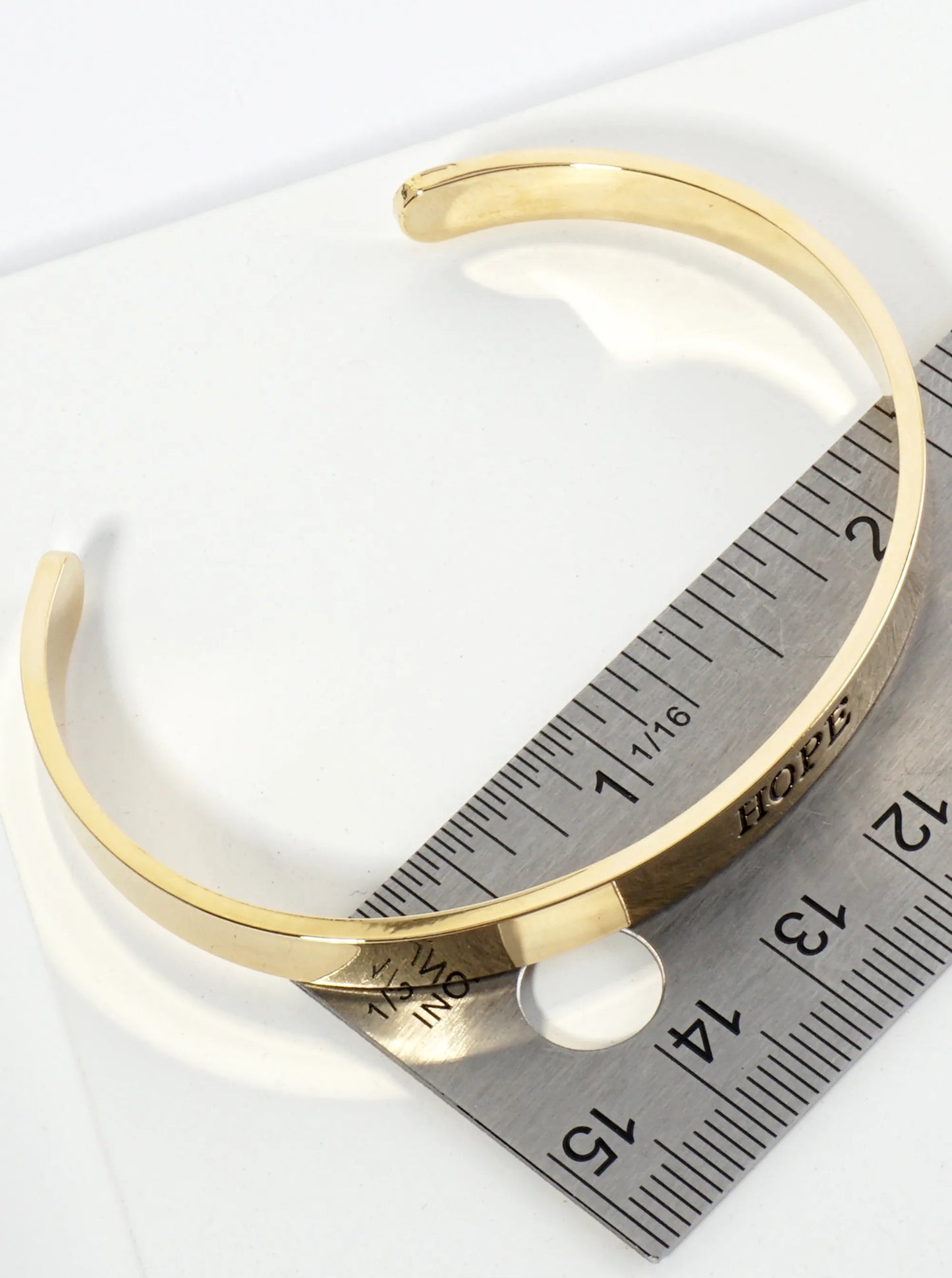 Hope Engraved 18K Gold Dipped Open Cuff Bangle Bracelet
