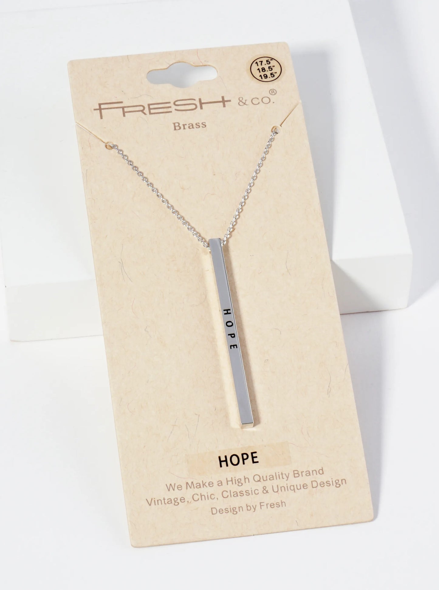 Hope Engraved Vertical Bar Pendant Inspirational Necklace