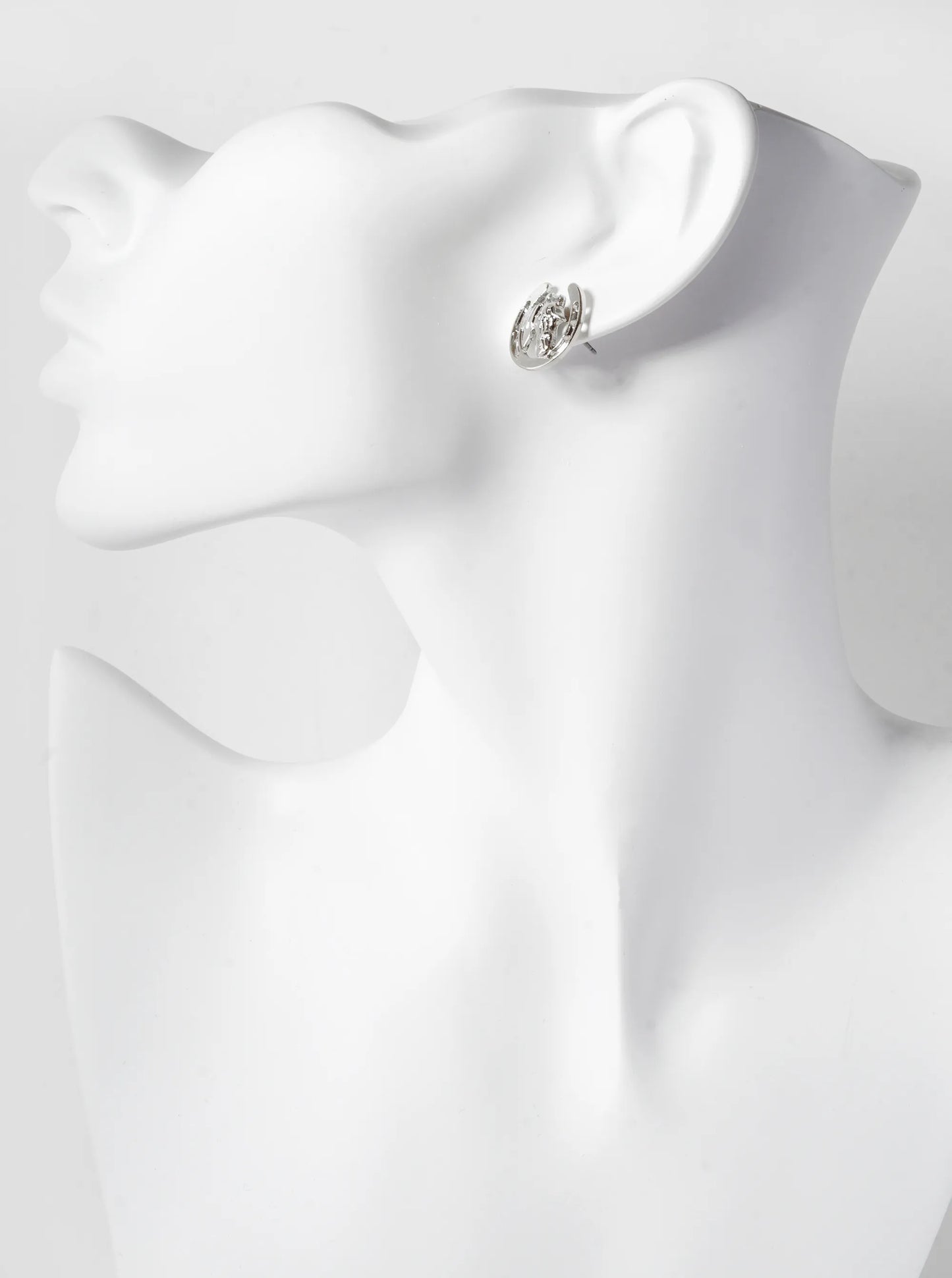 Horse Head In Horseshoe 15mm Stud Earrings