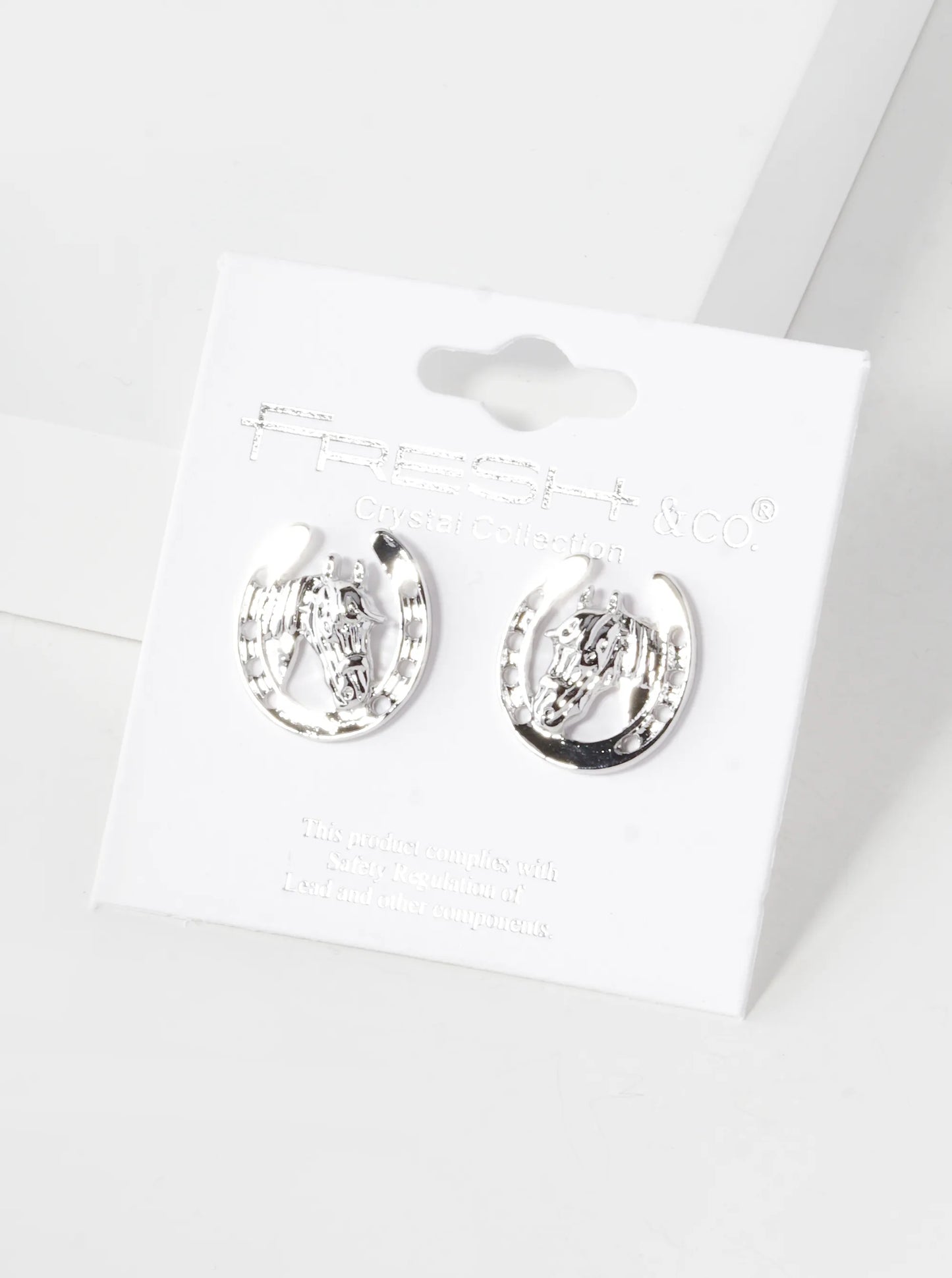 Horse Head In Horseshoe 15mm Stud Earrings