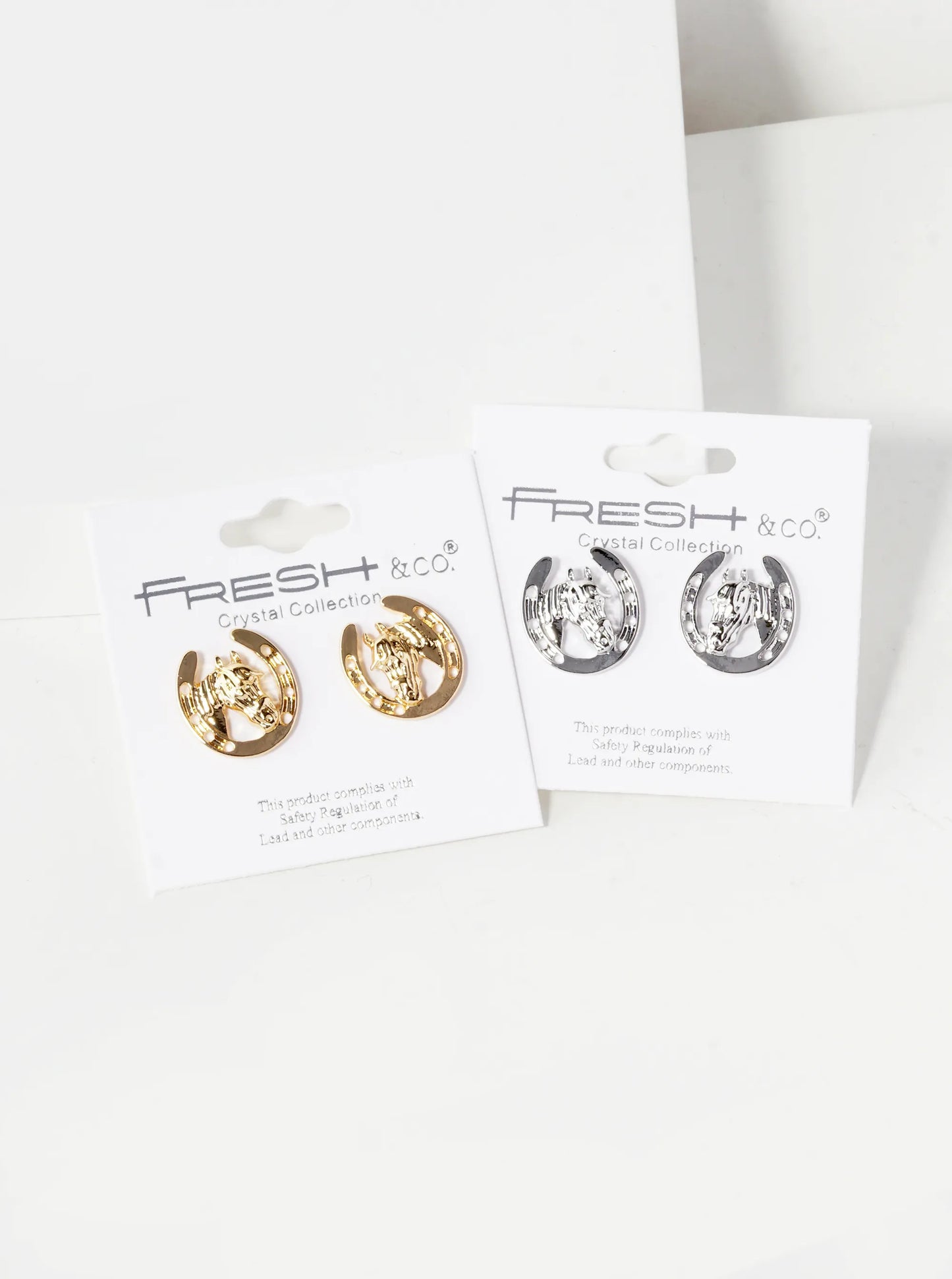 Horse Head In Horseshoe 15mm Stud Earrings