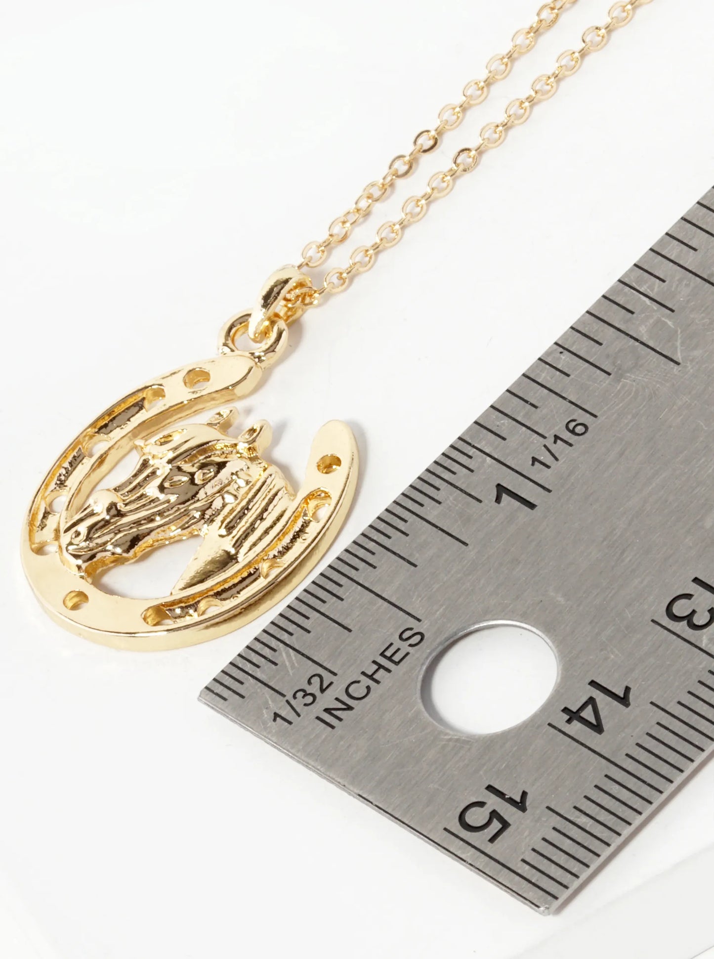 Horse Head In Horseshoe Pendant Necklace