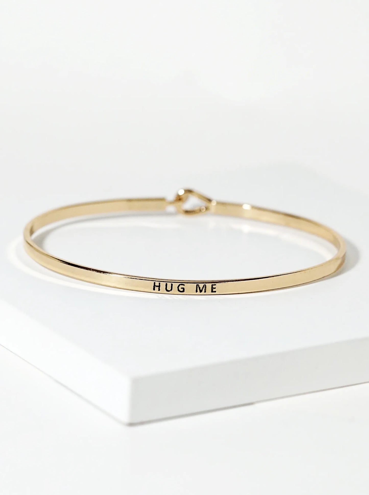 Hug Me Engraved Inspirational Bangle Bracelet