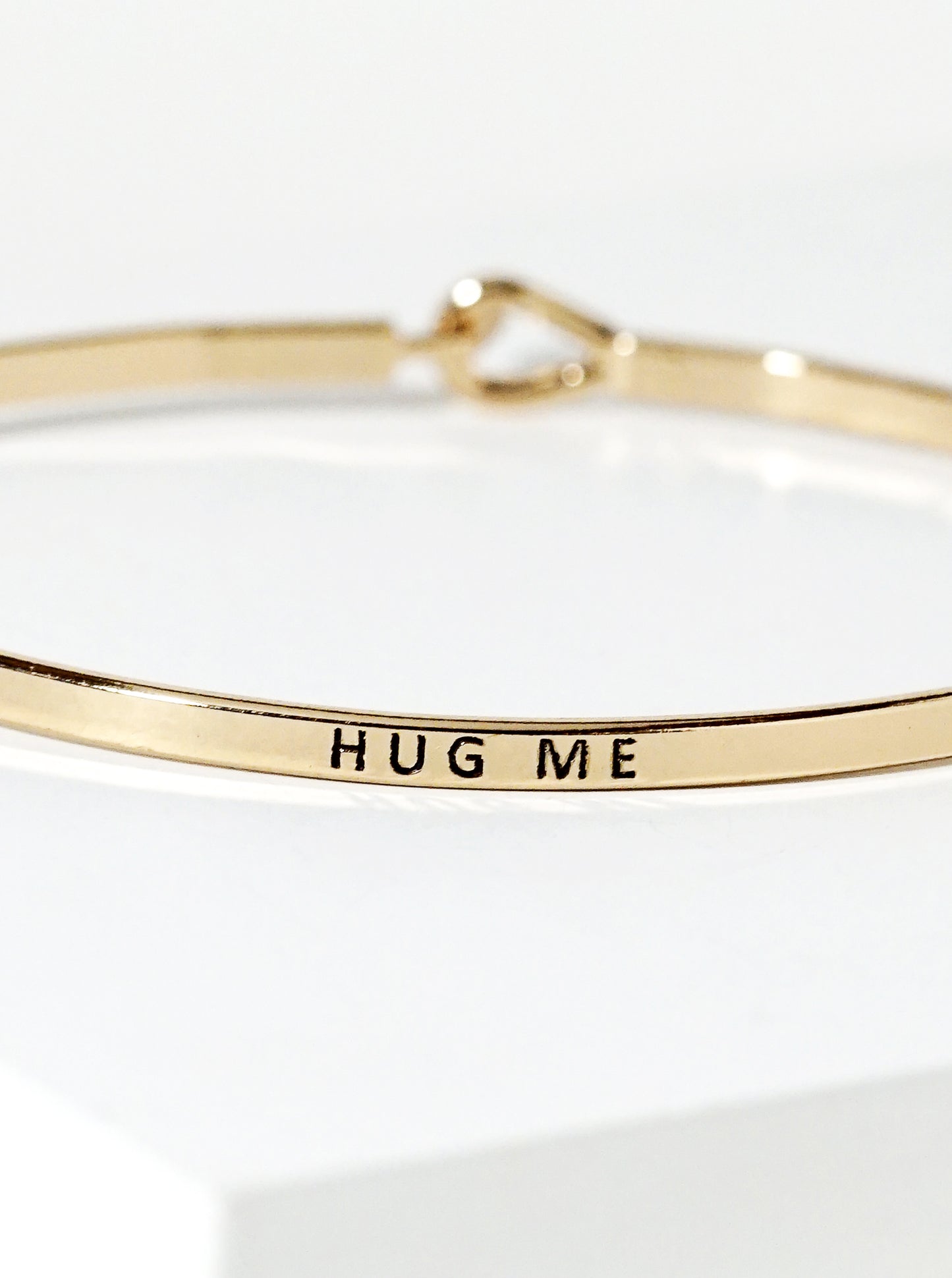 Hug Me Engraved Inspirational Bangle Bracelet
