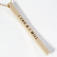 I Can And I Will Engraved Vertical Bar Pendant Inspirational Necklace