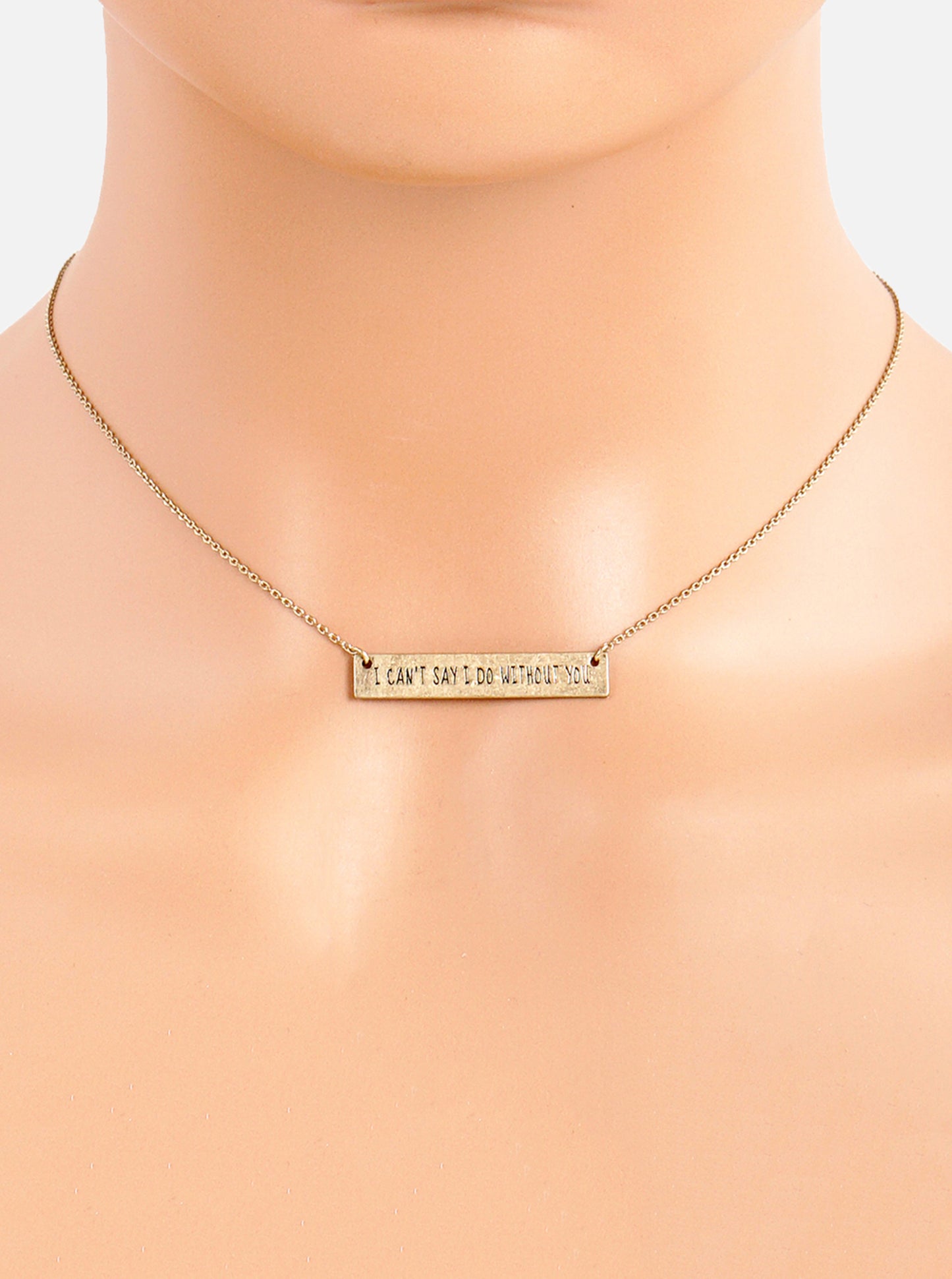 I Cant Say I Do Without You Engraved Horizontal Bar Pendant Necklace