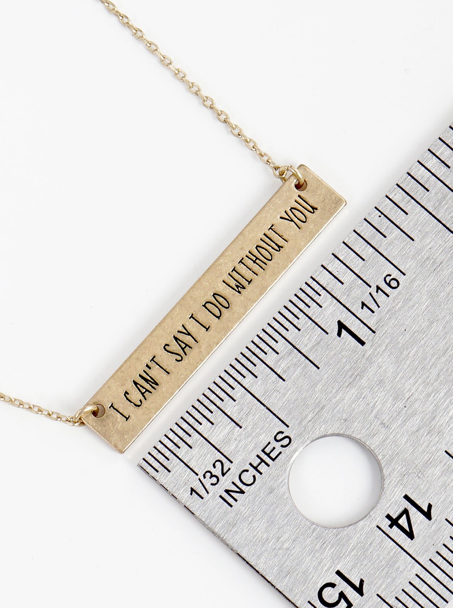 I Cant Say I Do Without You Engraved Horizontal Bar Pendant Necklace