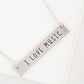 I Love Music Engraved Horizontal Bar Pendant Necklace