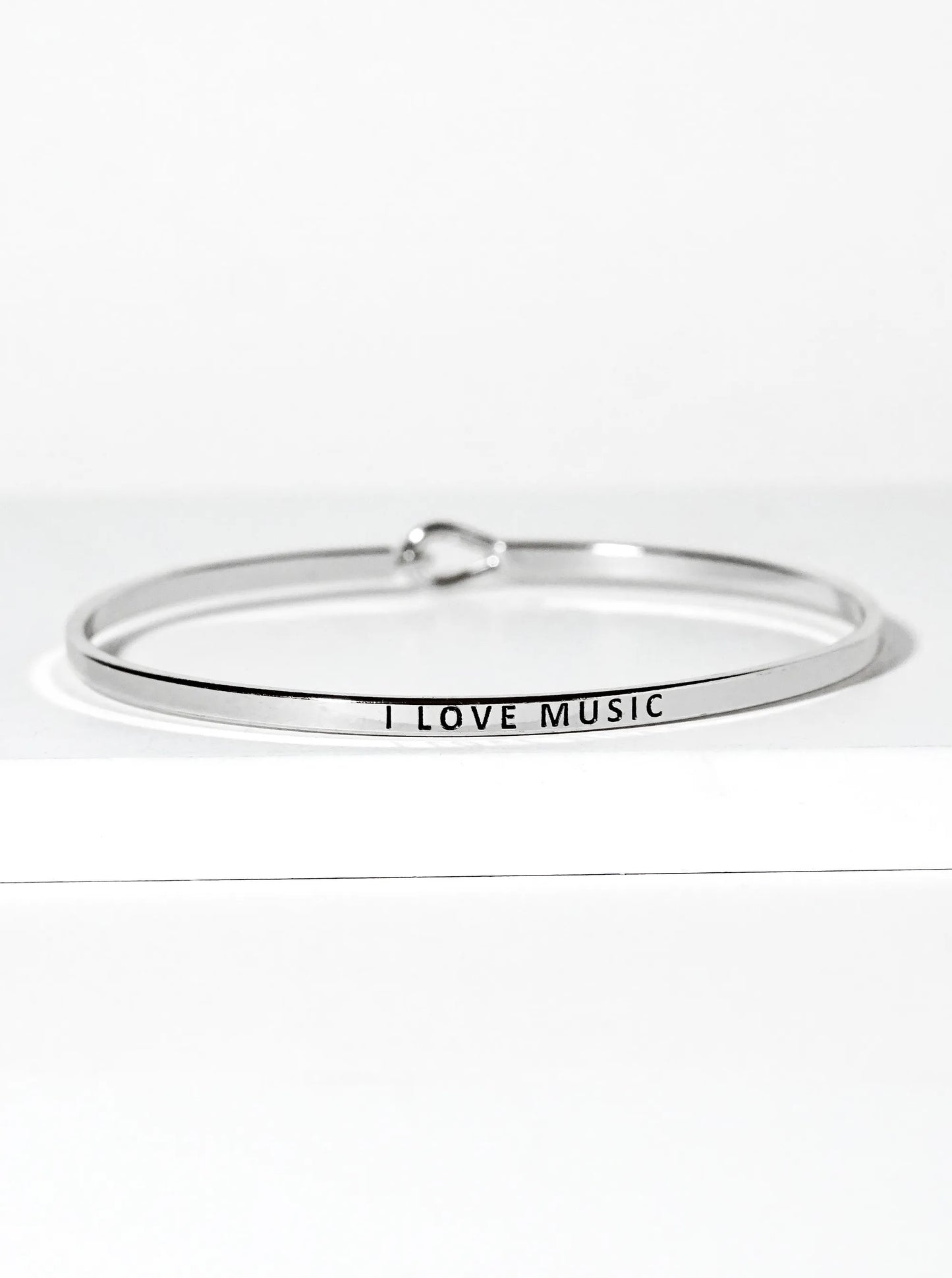 I Love Music Engraved Inspirational Bangle Bracelet