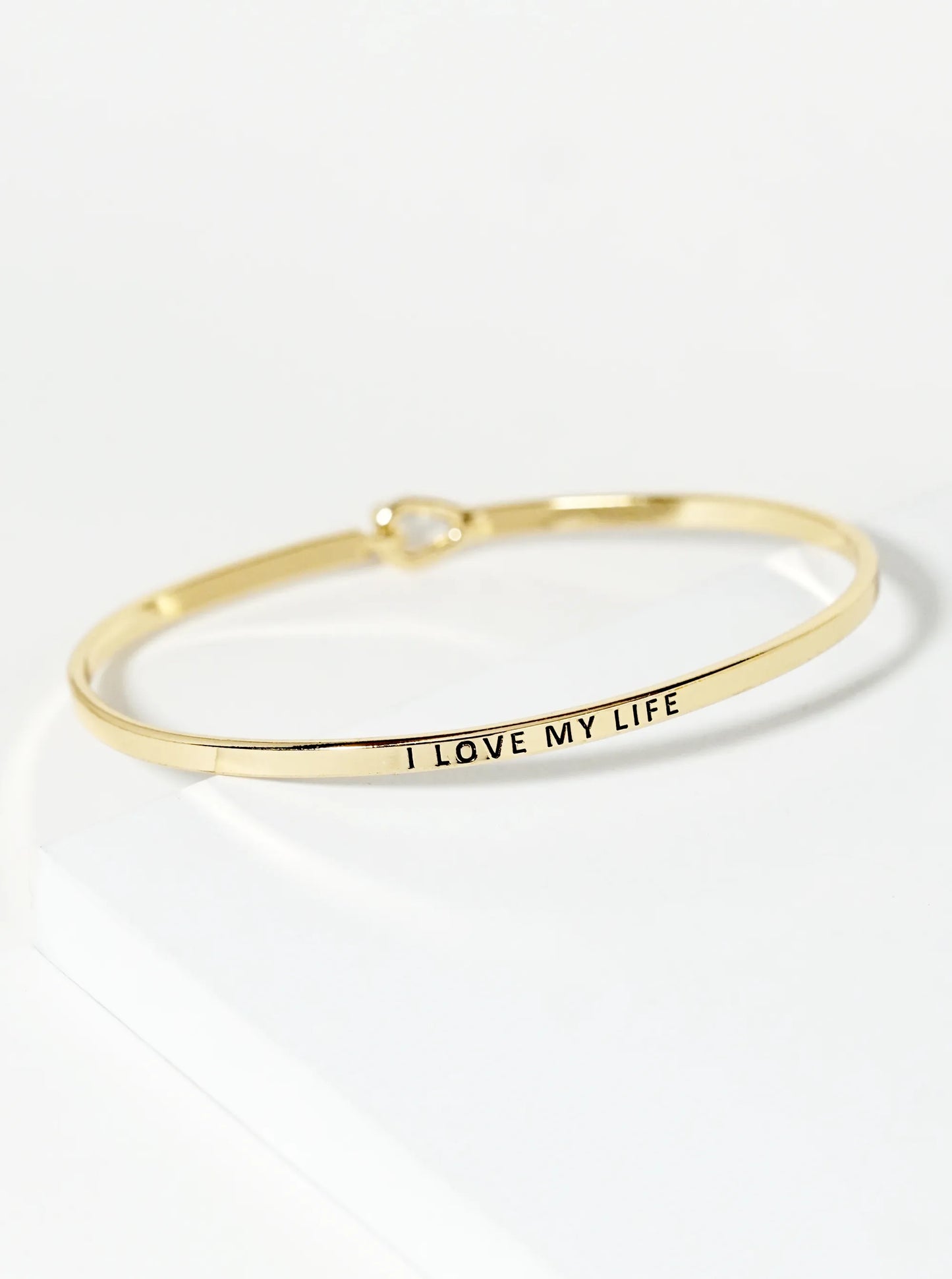 I Love My Life Engraved Inspirational Bangle Bracelet