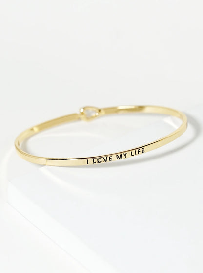 I Love My Life Engraved Inspirational Bangle Bracelet