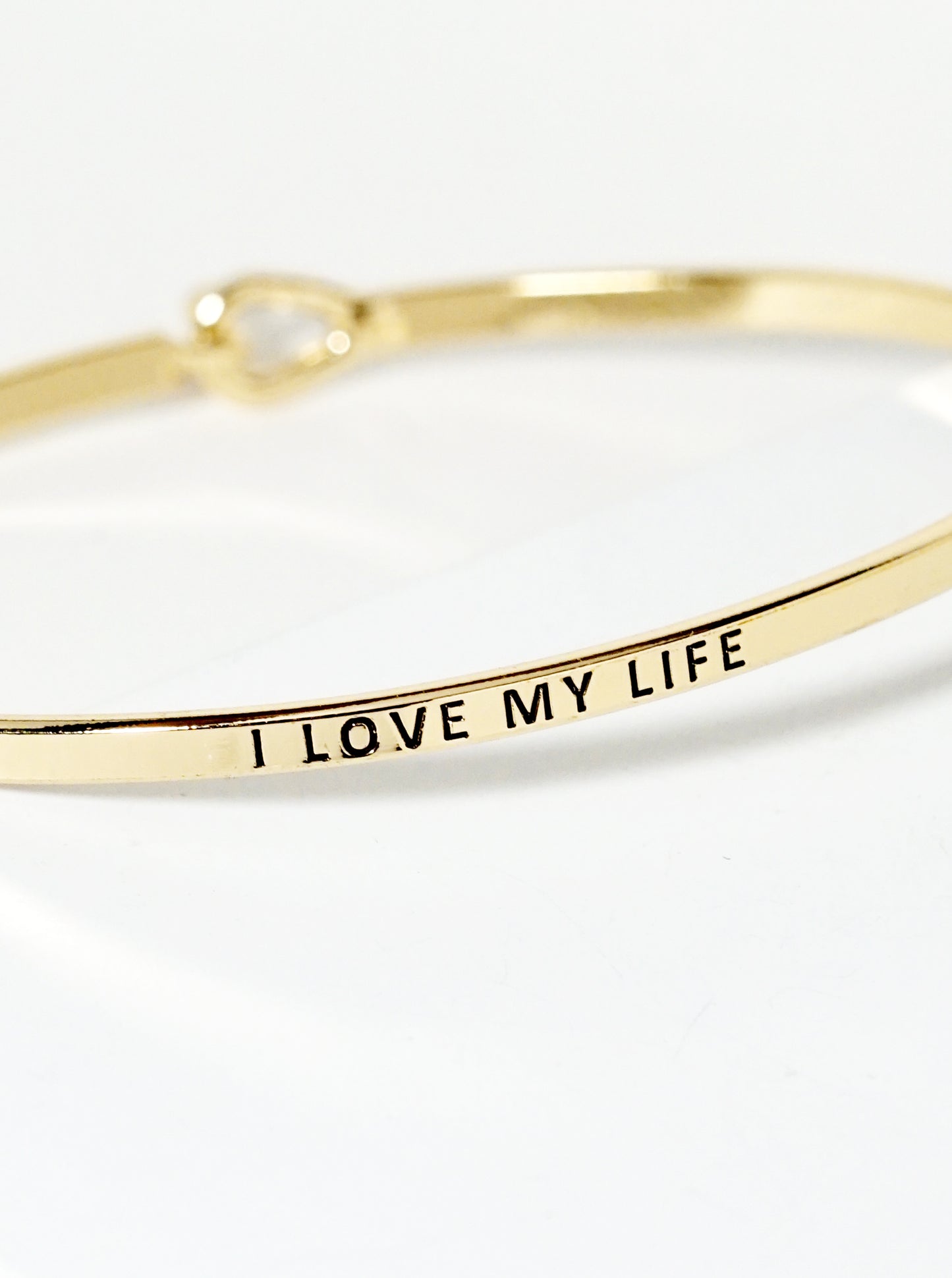 I Love My Life Engraved Inspirational Bangle Bracelet