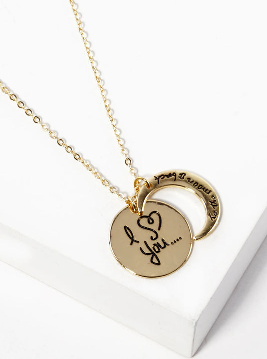 I Love You To The Moon And Back Engraved Pendant Necklace