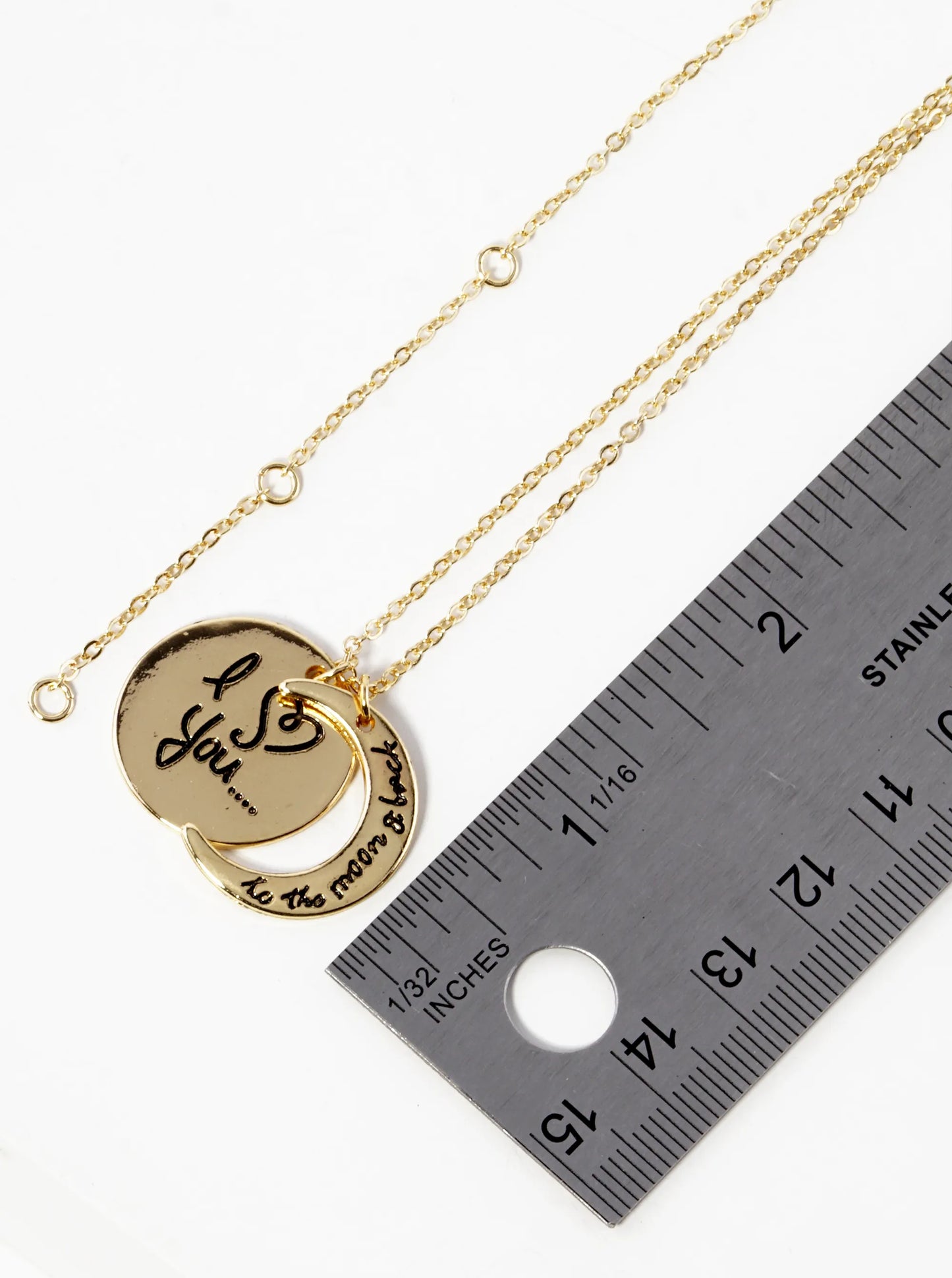 I Love You To The Moon And Back Engraved Pendant Necklace