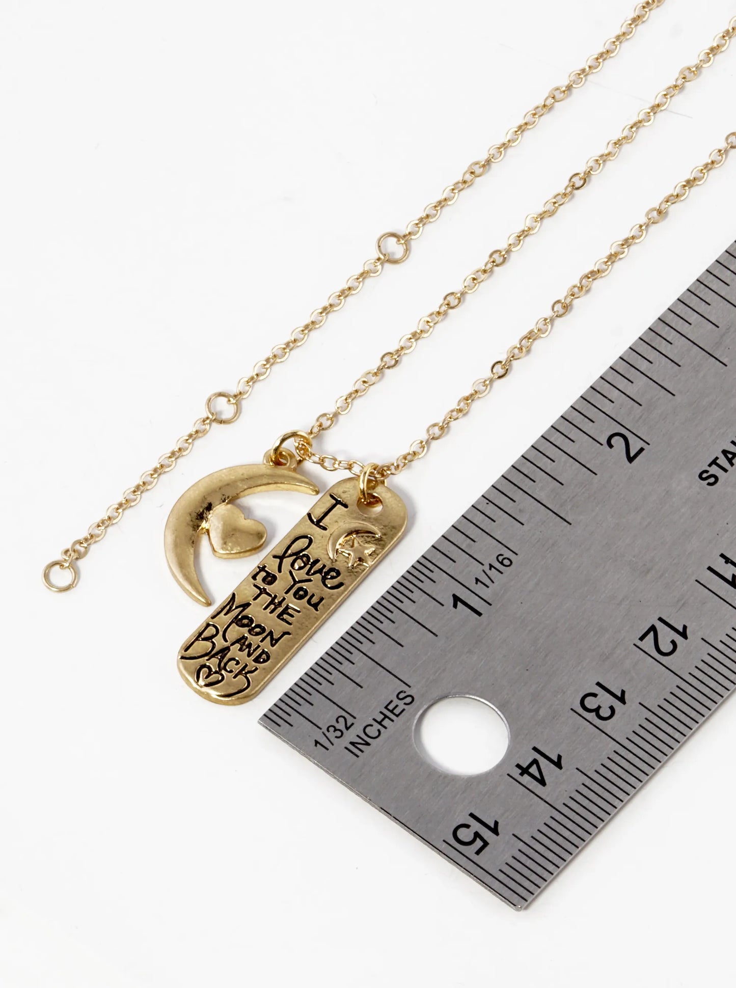 I Love You To The Moon And Back Engraved Pendant Necklace