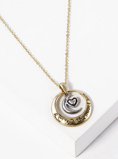I Love You To The Moon And Back Engraved Pendant Necklace