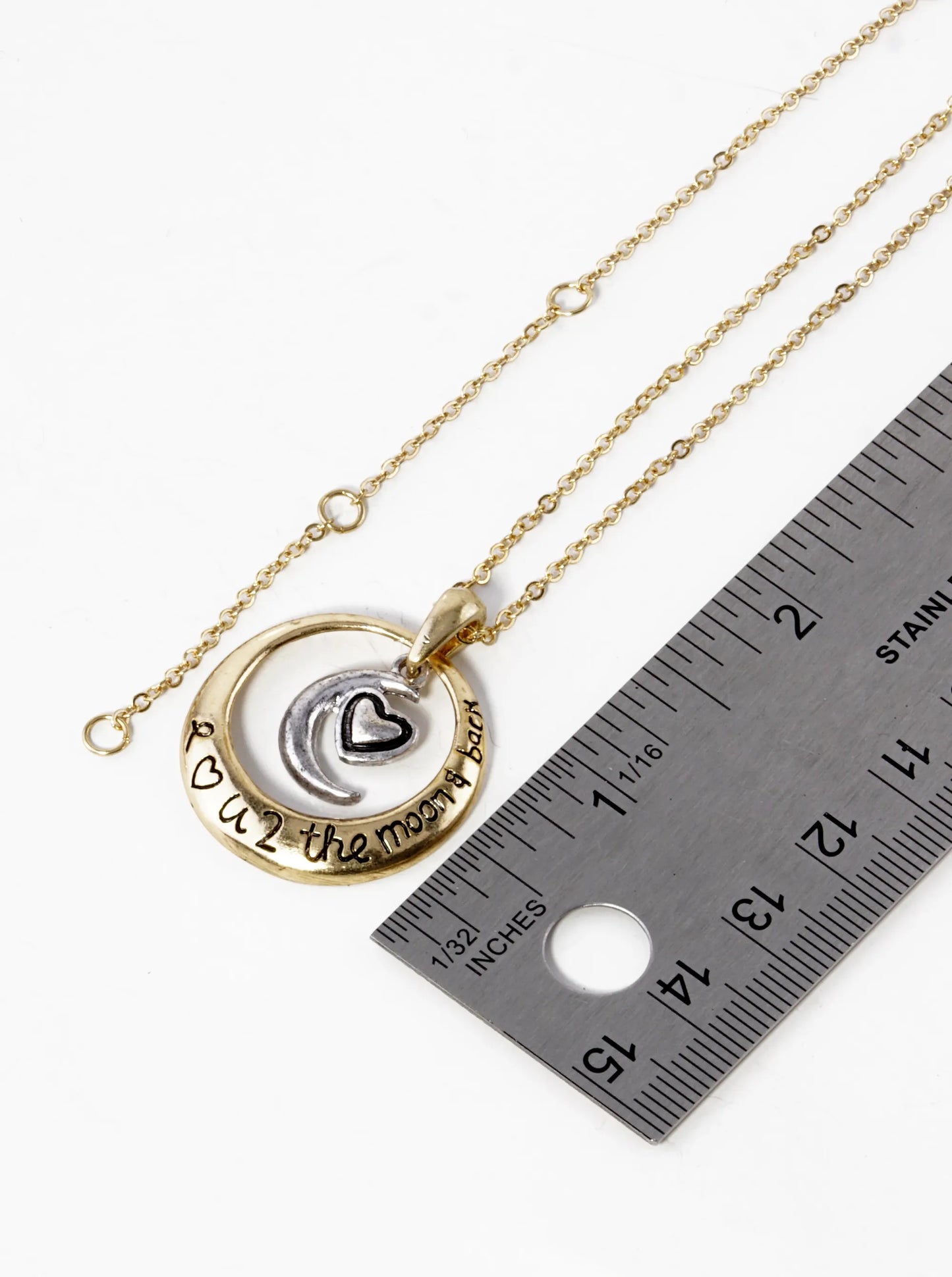I Love You To The Moon And Back Engraved Pendant Necklace
