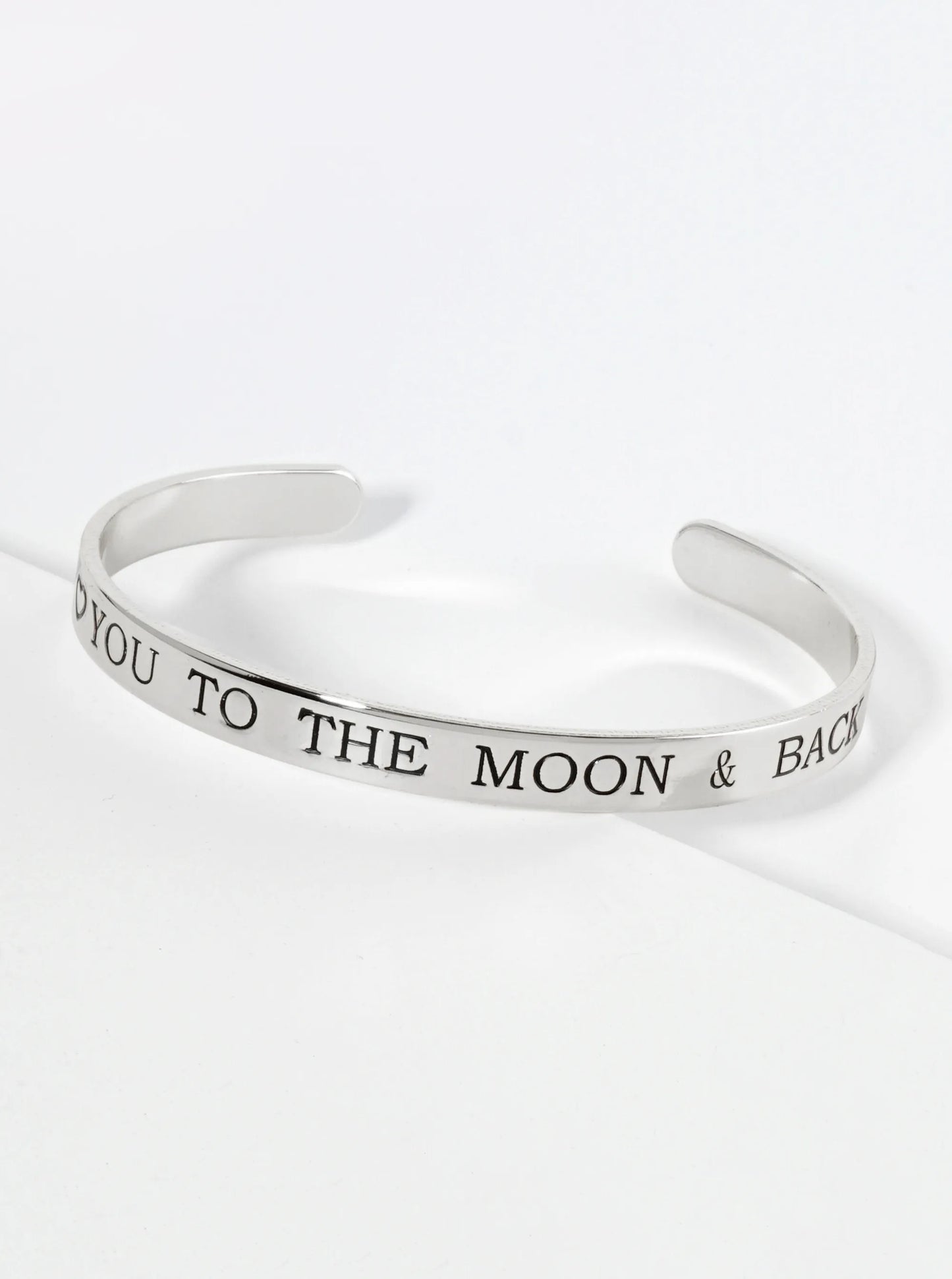 I Love You To The Moon And Back Engraved 18K Gold Dipped Open Cuff Bangle Bracelet