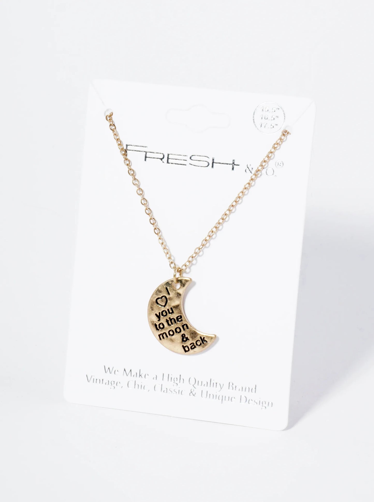 I Love You To The Moon And Back Engraved Hammered Moon Pendant Necklace