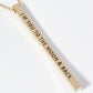 I Love You To The Moon And Back Engraved Vertical Bar Pendant Inspirational Necklace