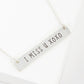 I Miss U Xoxo Engraved Horizontal Bar Pendant Necklace