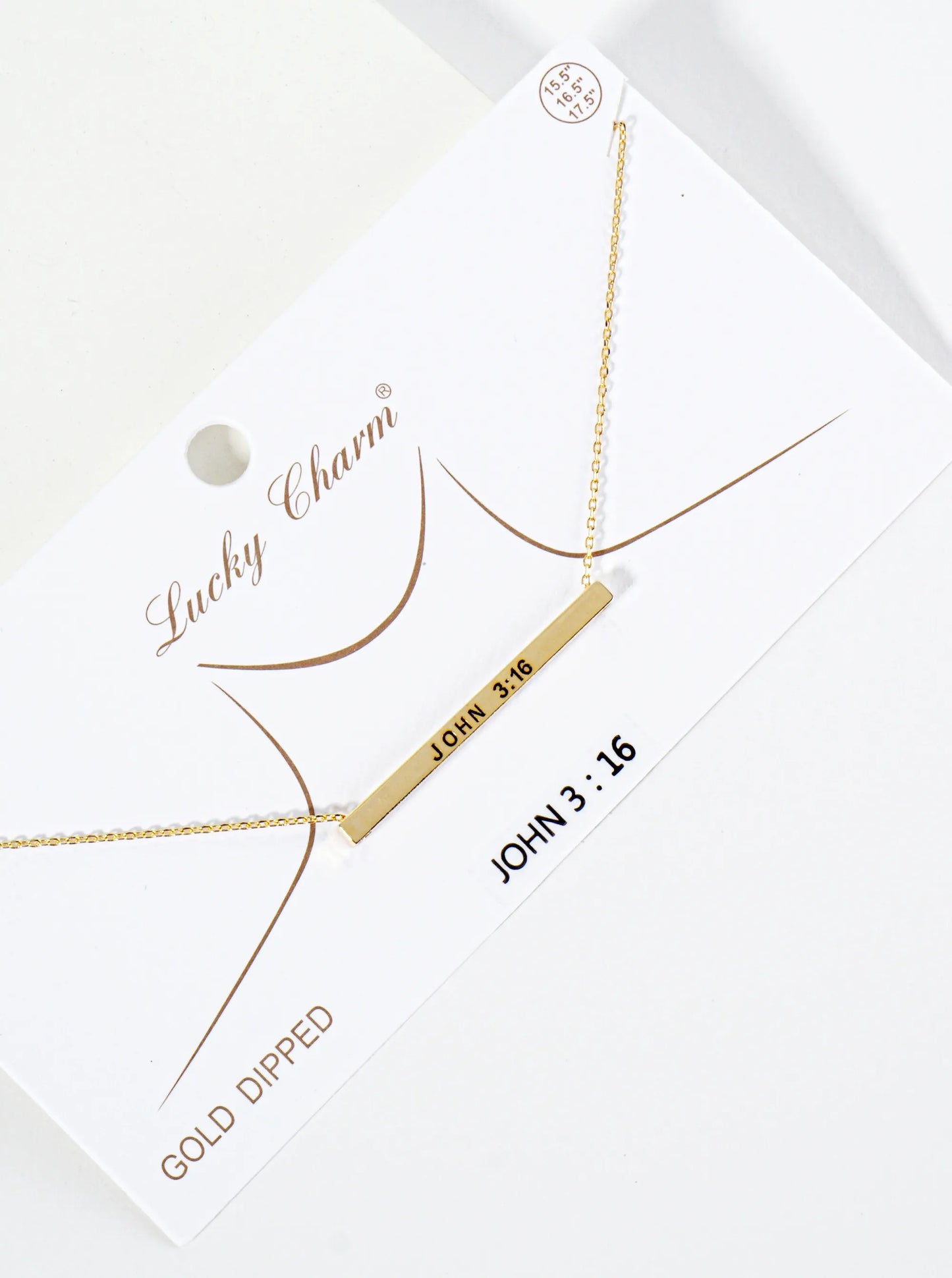 John 3 16 Engraved 18K Gold Dipped Horizontal Brass Bar Pendant Inspirational Necklace