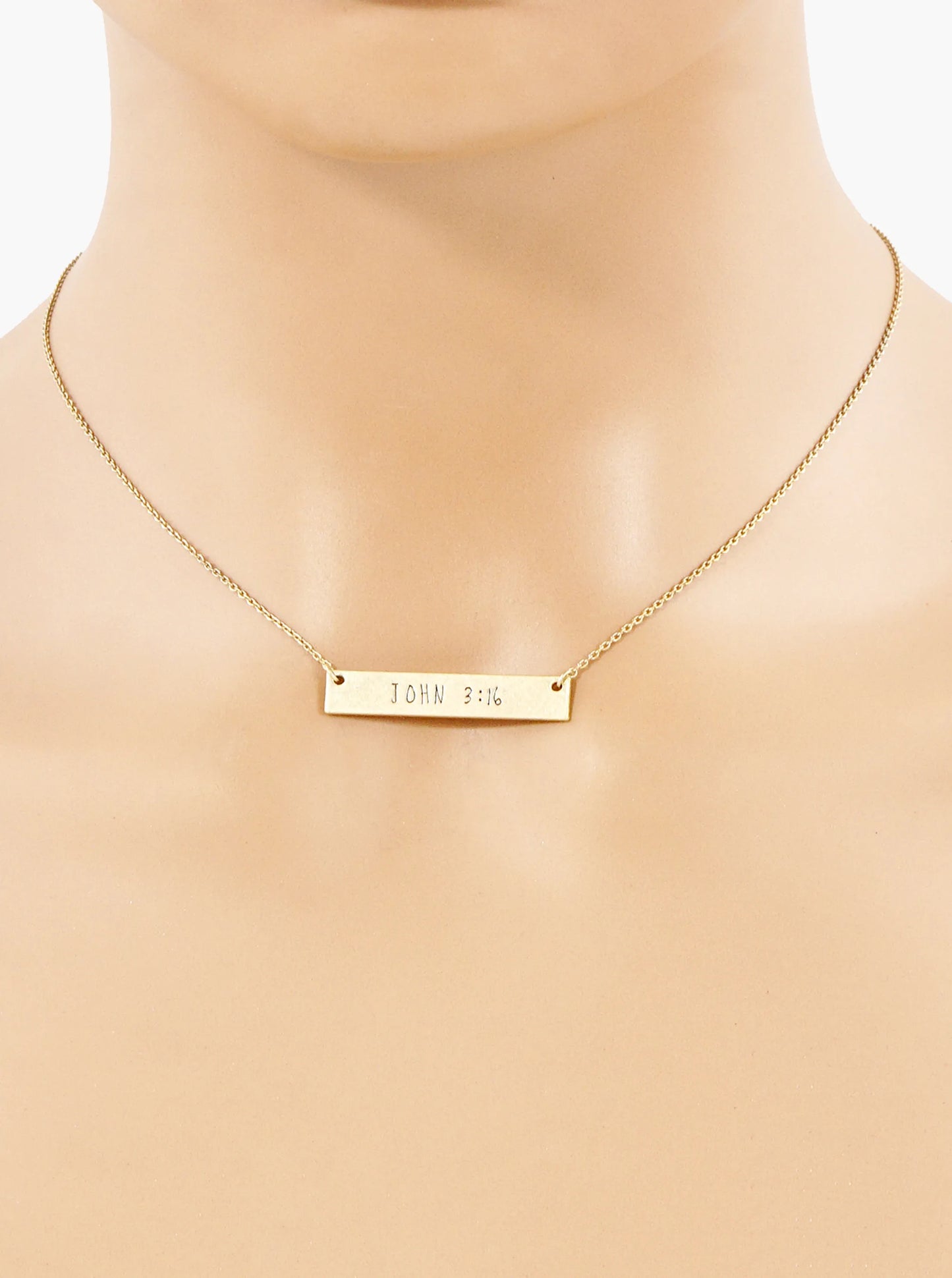 John 3 16 Engraved Horizontal Bar Pendant Necklace